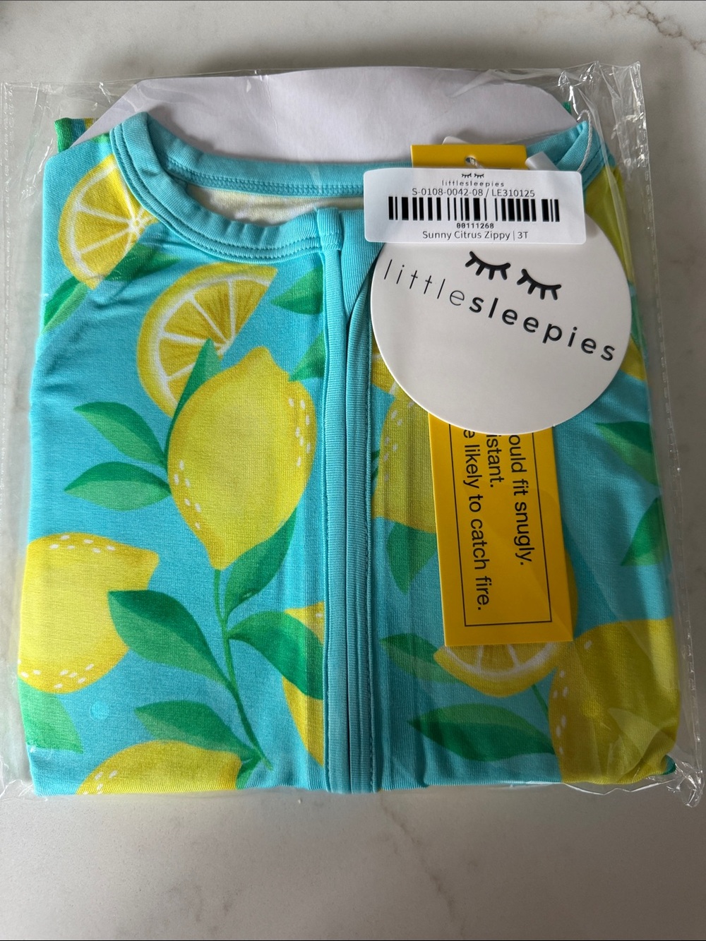 Little Sleepies Sunny Citrus Zippy Pajama Set - Aqua & Yellow